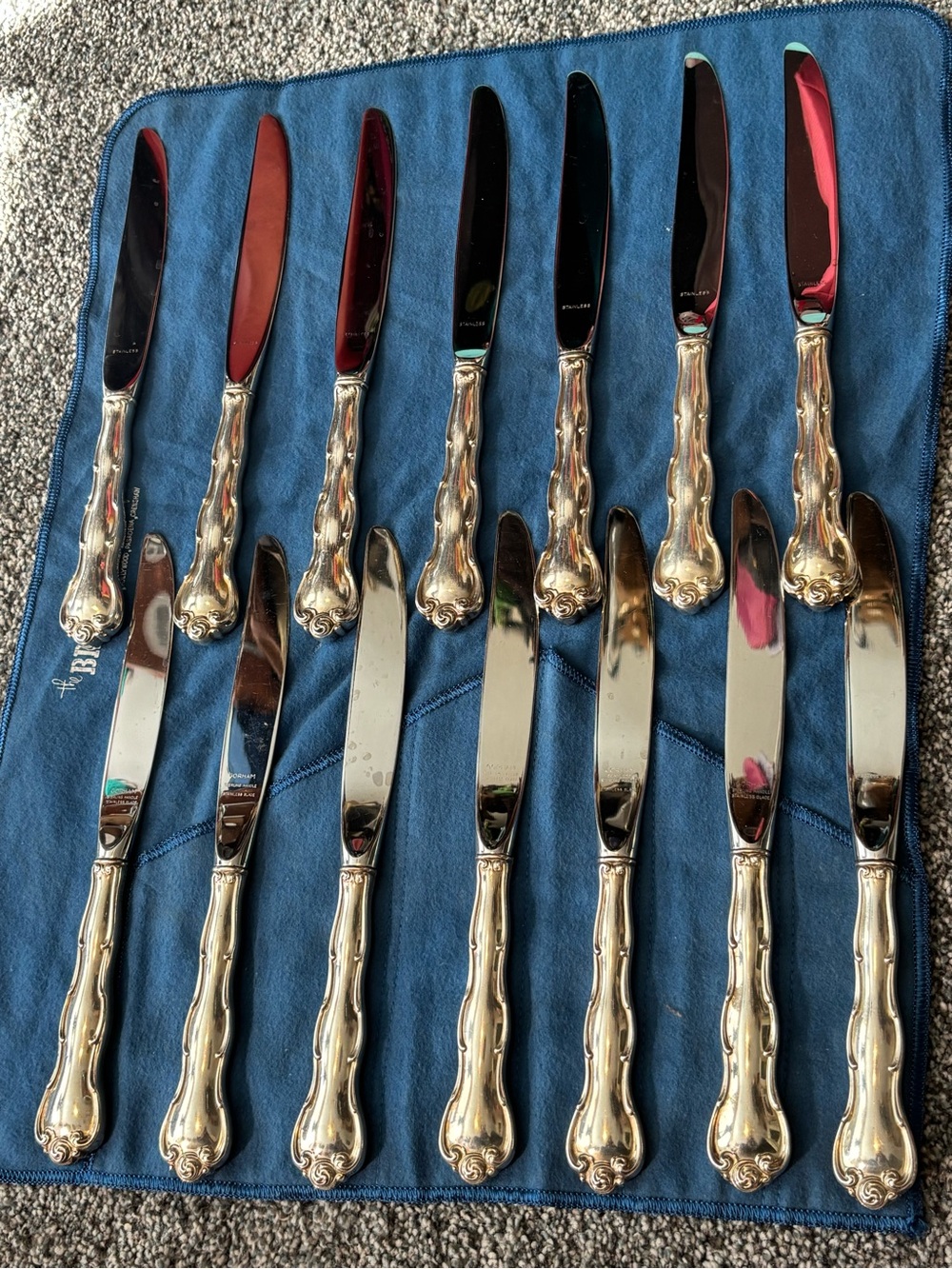 Gorham Rondo Sterling Silver Knife Set 14 Pc Dinner Knives Butter Spreaders
